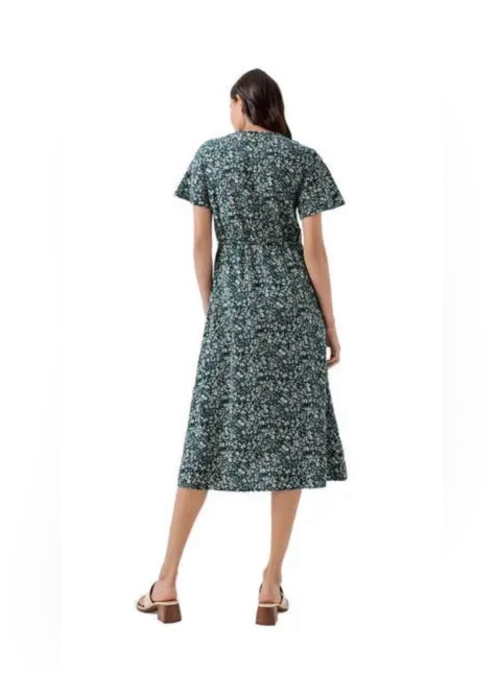Pact Organic Cotton Cafe Crepe Wrap Dress Floral Earth Friendly Midi Length Sz M - Picture 12 of 12